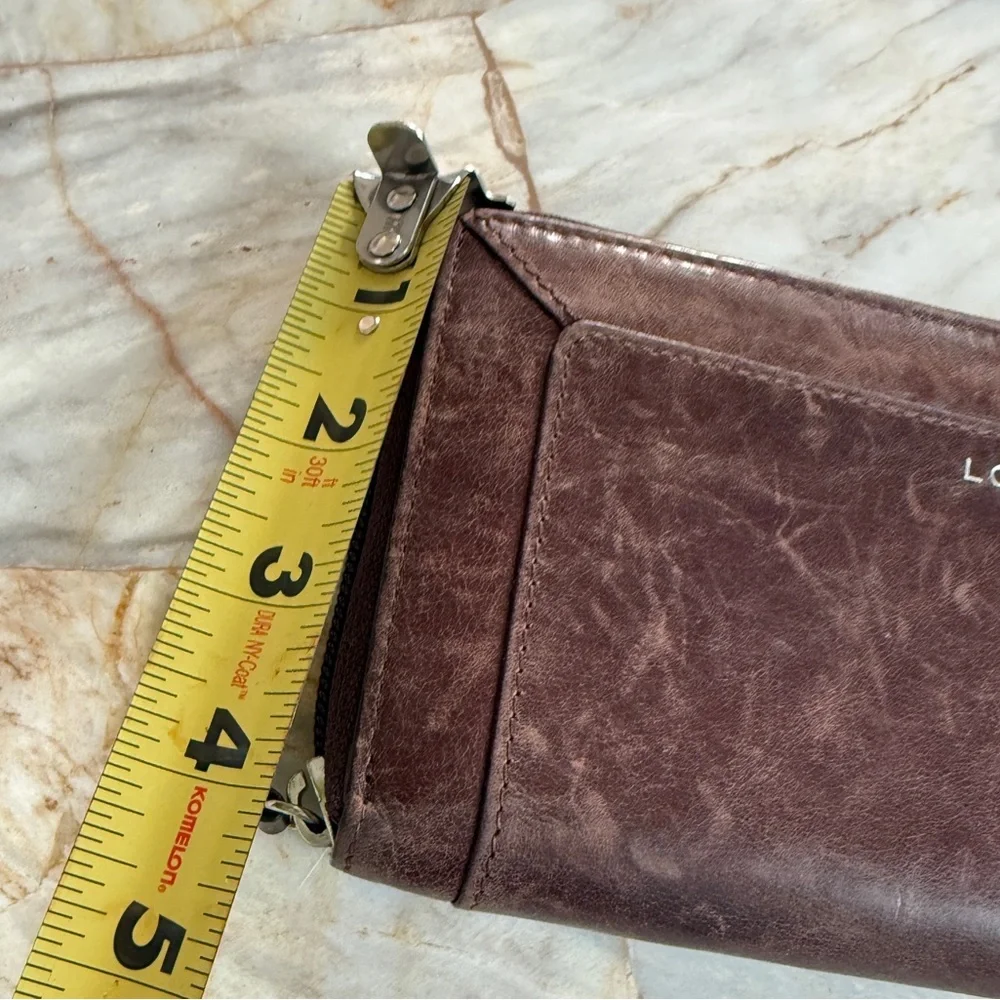 Lodis Brown Distressed Leather Zip Around Continental Wallet Organizer
